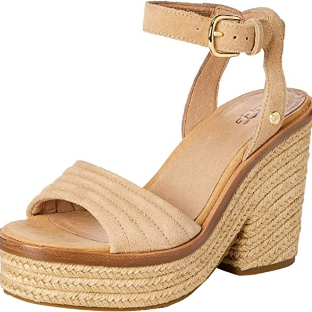UGG Laynce Suede Platform Espadrille Sandals Size 9.5